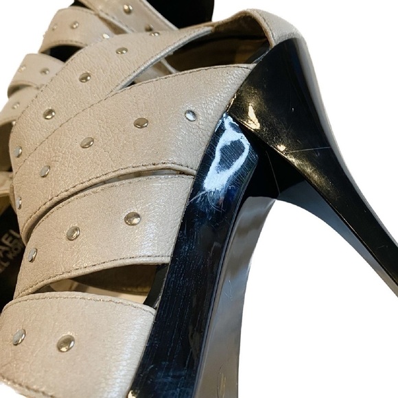 MICHAEL MICHAEL KORS Leather Studded Stilettos, Tan Size 9 - Picture 6 of 10